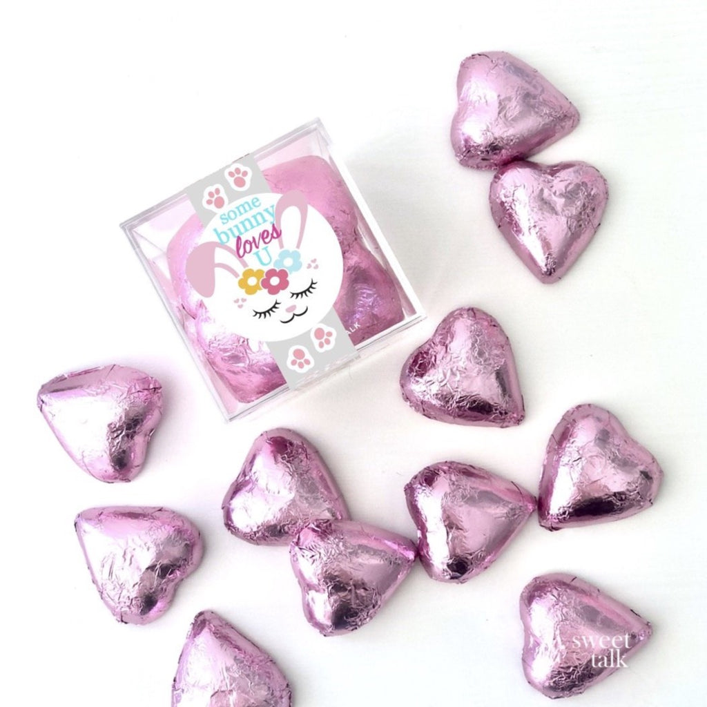 Chocolate Hearts Candy Cube with Some Bunny Loves You label,  by Sweet Talk