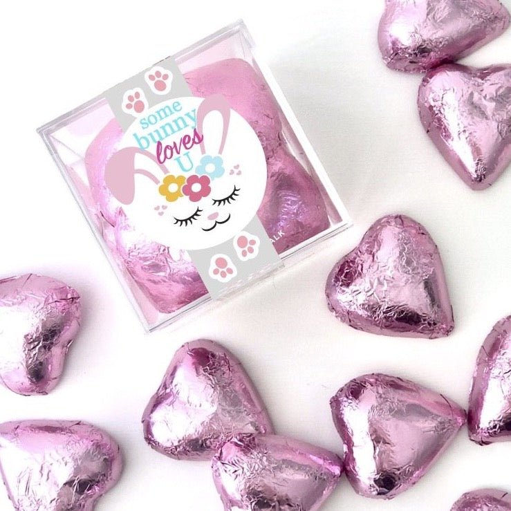 Chocolate Hearts Candy Cube with Some Bunny Loves You label,  by Sweet Talk