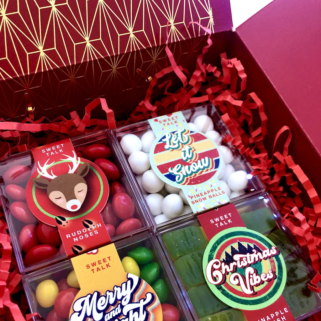 Christmas Candy & Chocolates Gift Box - 4 Candy Cube Bundle