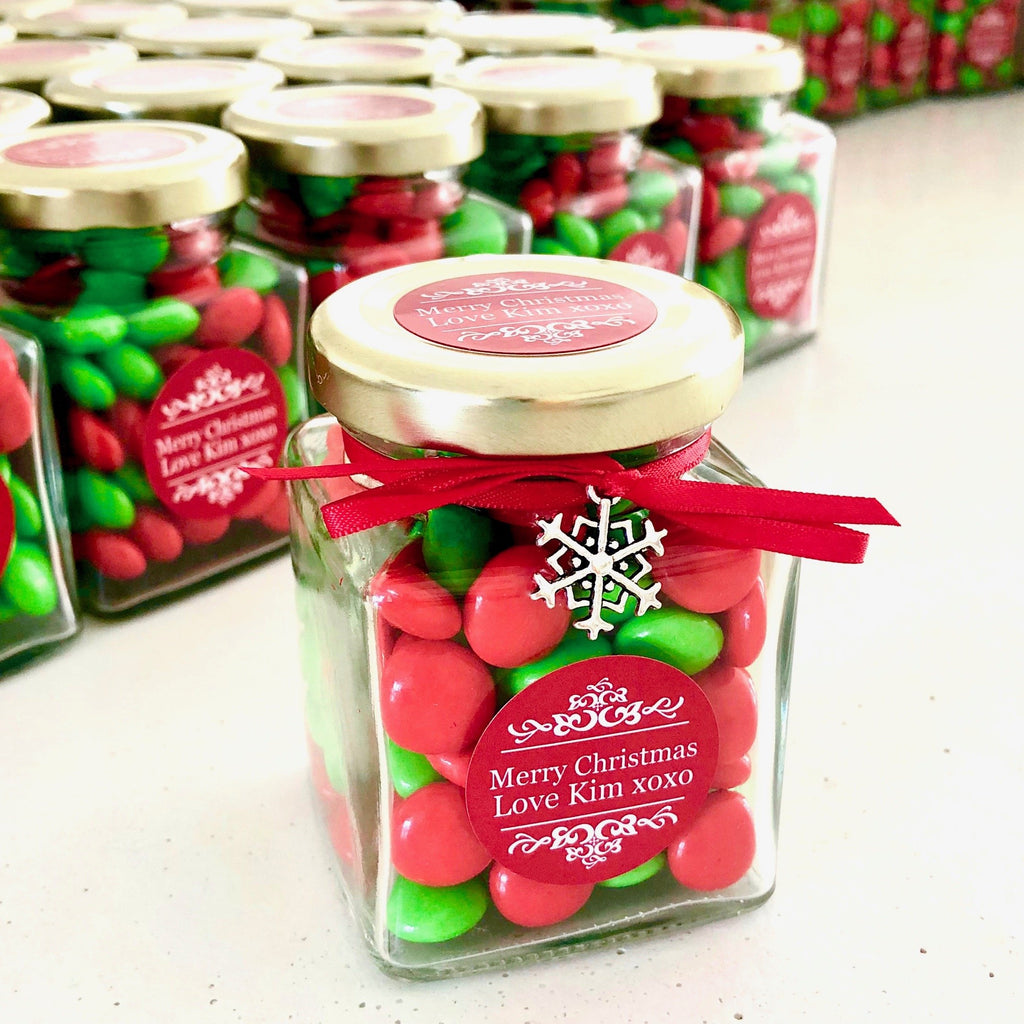 Personalised Christmas Candy Jar with Snowflake charm